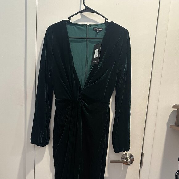 NEW Sugar Free Velvet Maxi Dress - Hunter Green - Picture 3 of 5